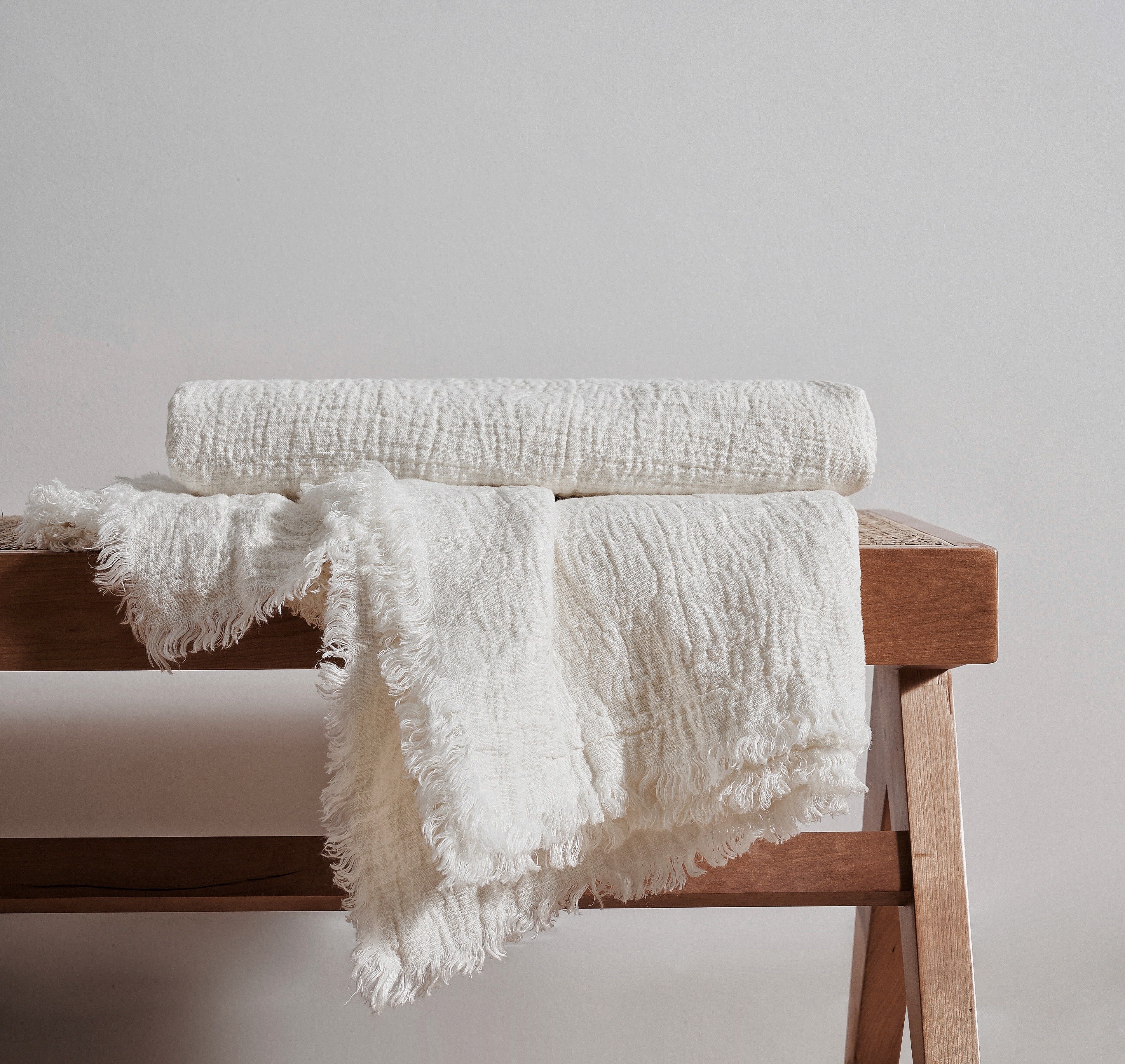 Shepherd Linen Throw In Cream