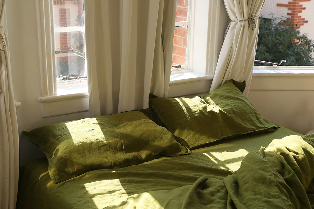Bart Yarn-dyed Linen Duvet cover in Moss