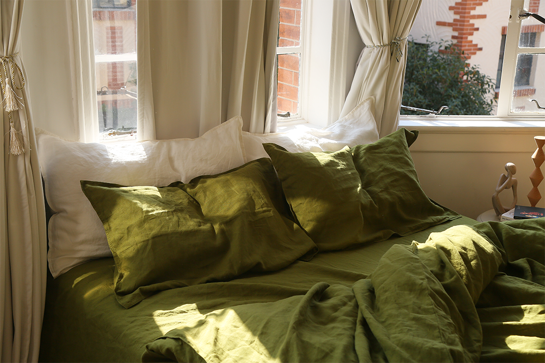 Bart Yarn-dyed Linen Duvet cover in Moss