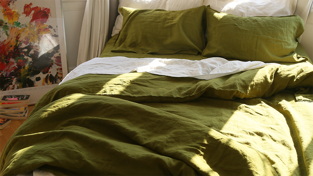 Bart Yarn-dyed Linen Duvet cover in Moss
