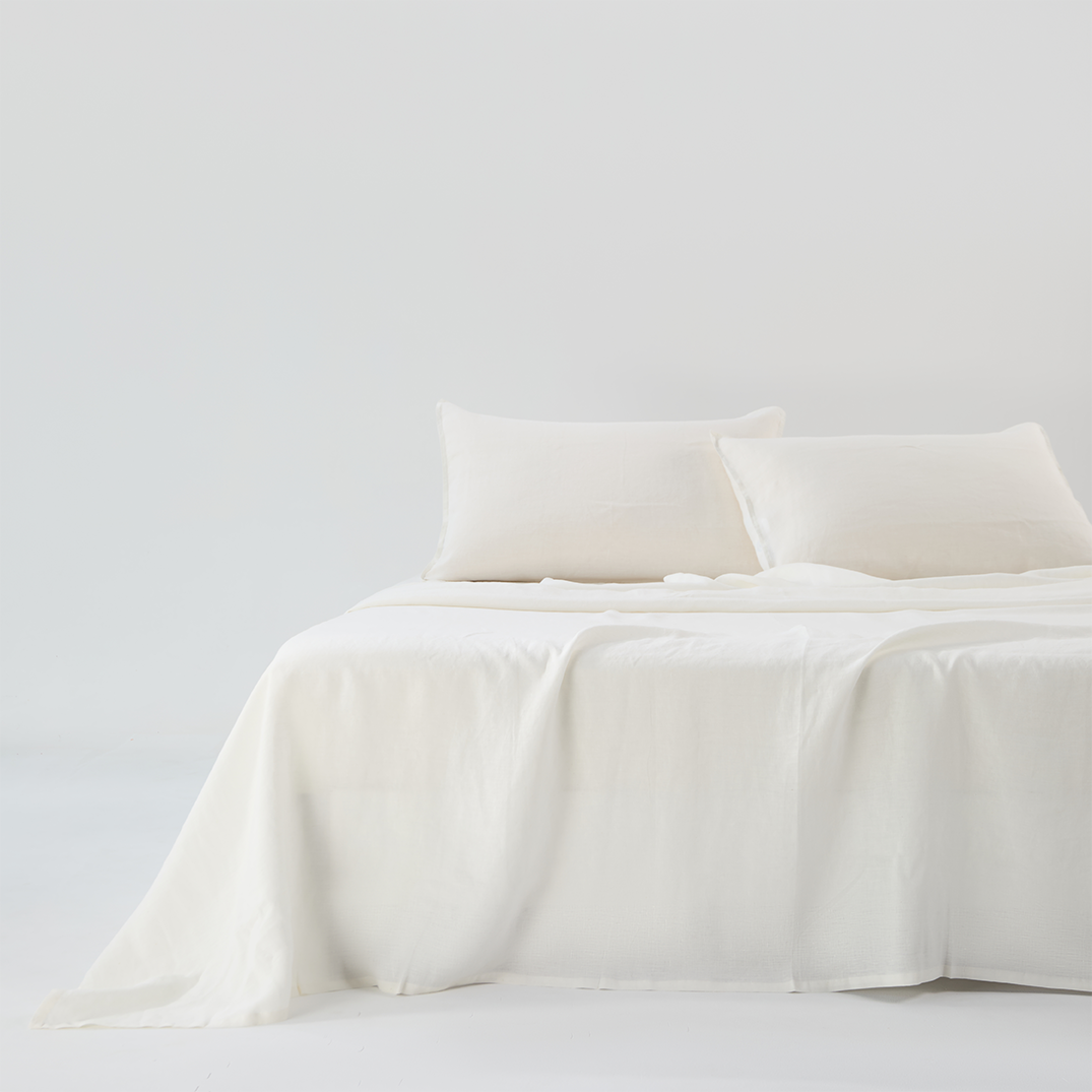 Bart Linen Flat Sheet in Off White