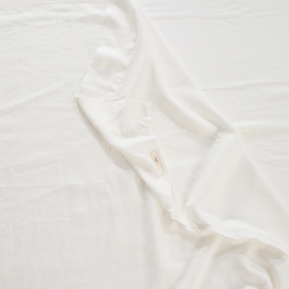 Bart Linen Flat Sheet in Off White