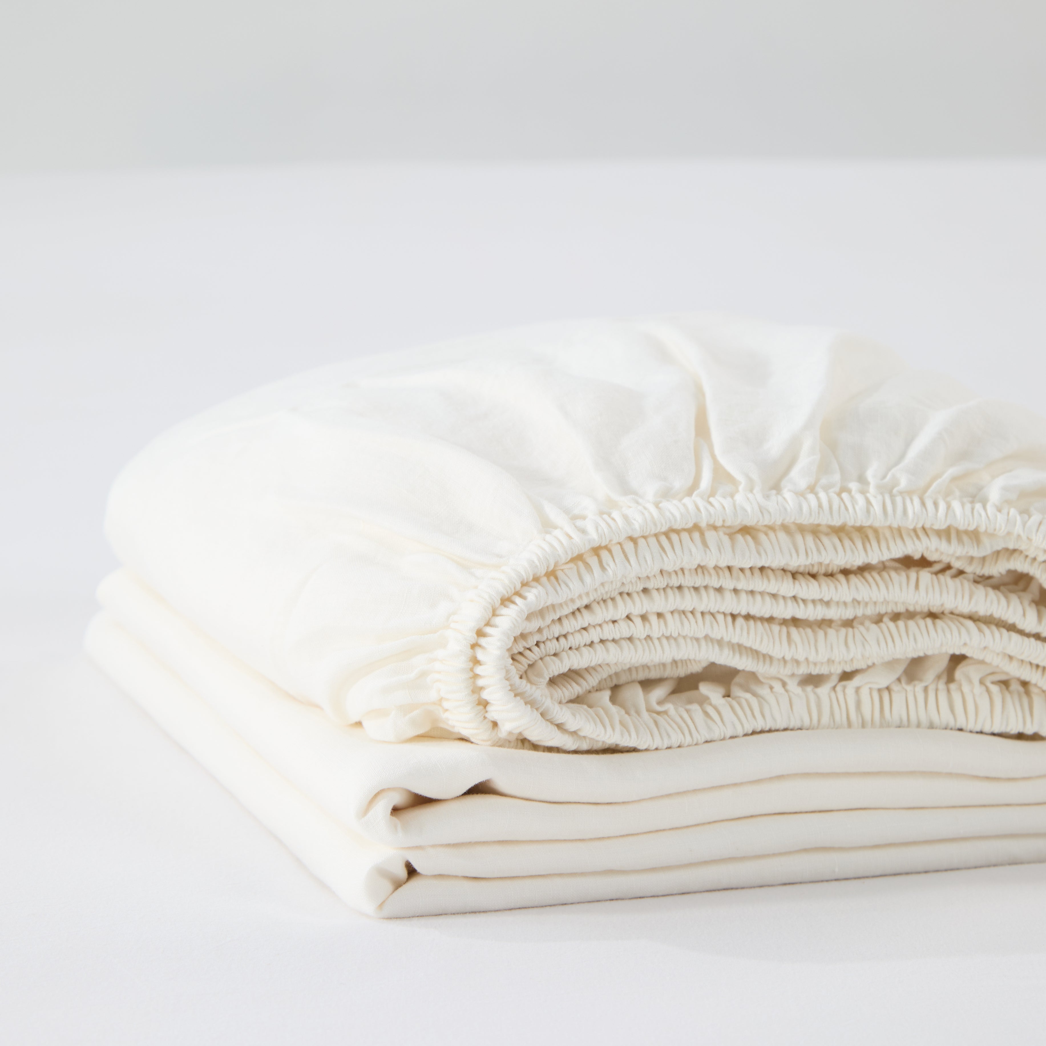 Bart Linen Fitted Sheet in Off White