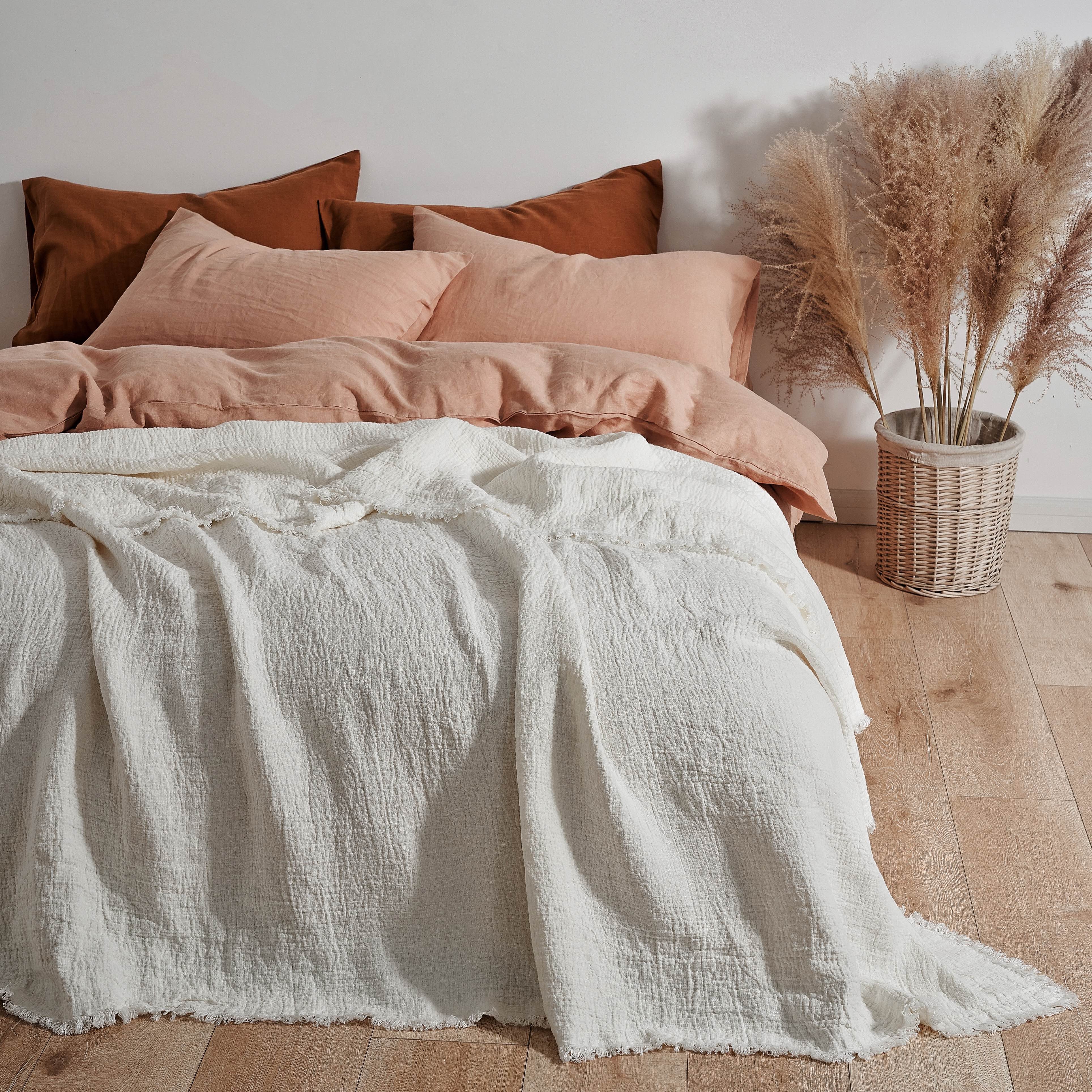 Shepherd Linen Throw In Cream