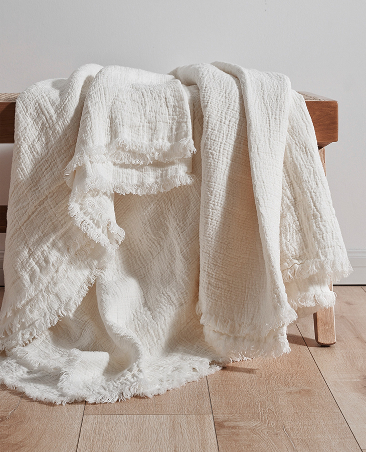 Shepherd Linen Throw In Cream