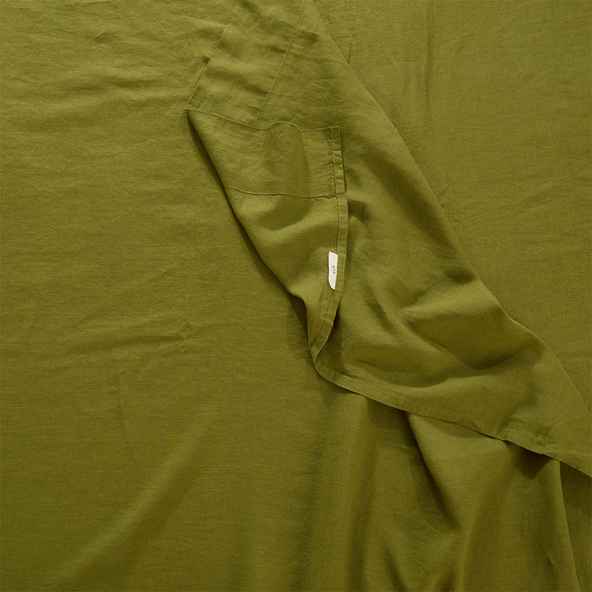 Bart Yarn-dyed Linen Flat Sheet in Moss