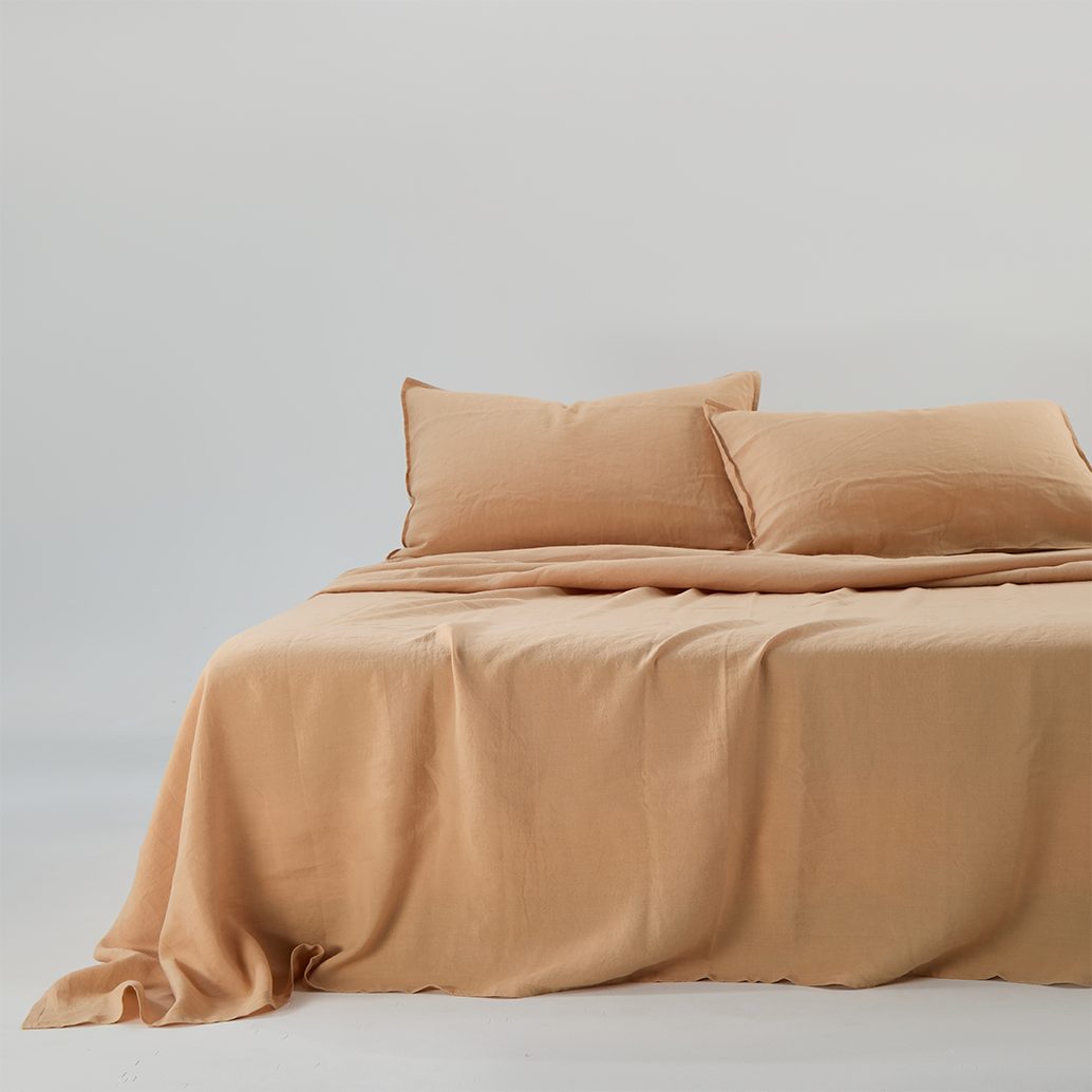 Bart Yarn-dyed Linen Flat Sheet in Sand