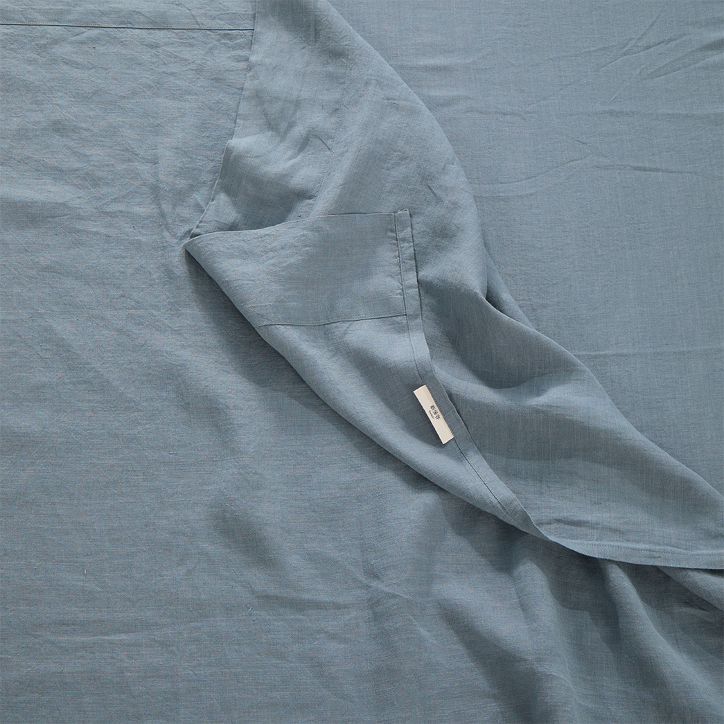 Bart Yarn-dyed Linen Flat Sheet in Slate