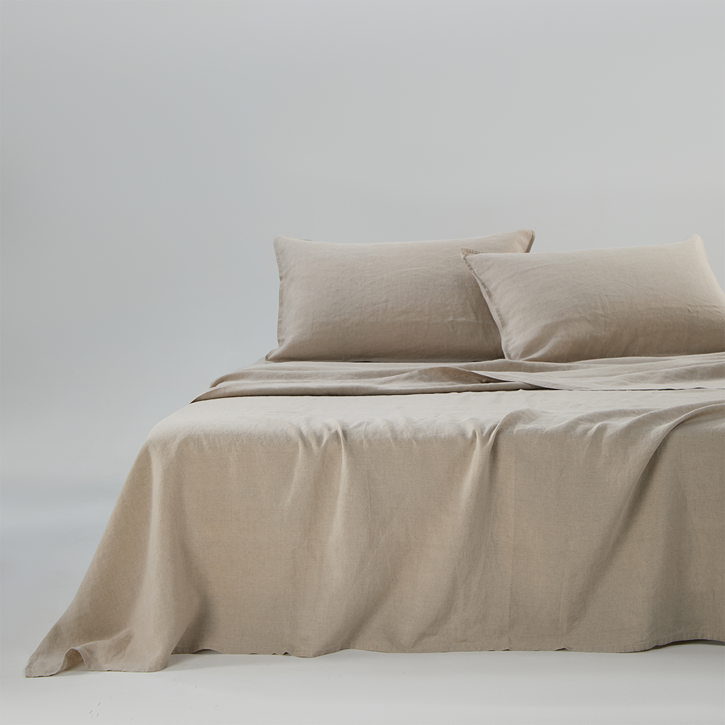 Bart Linen Flat Sheet in Natural