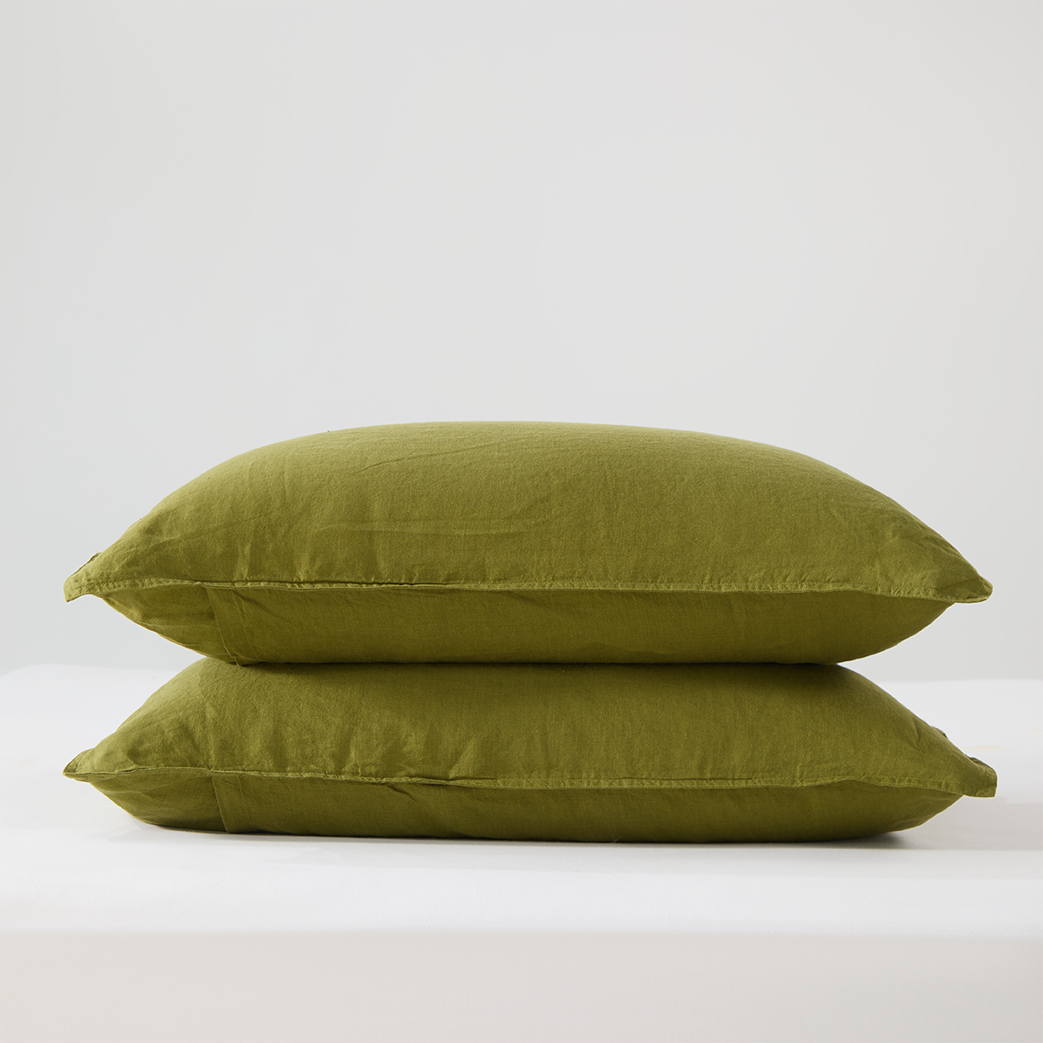Bart Yarn-dyed Linen Pillowcases in Moss
